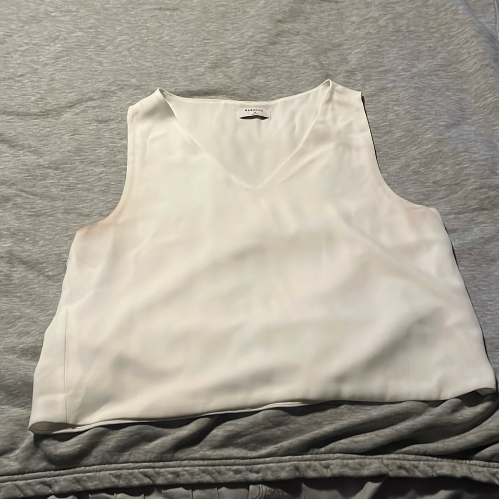 Babaton cropped cream v-neck tank